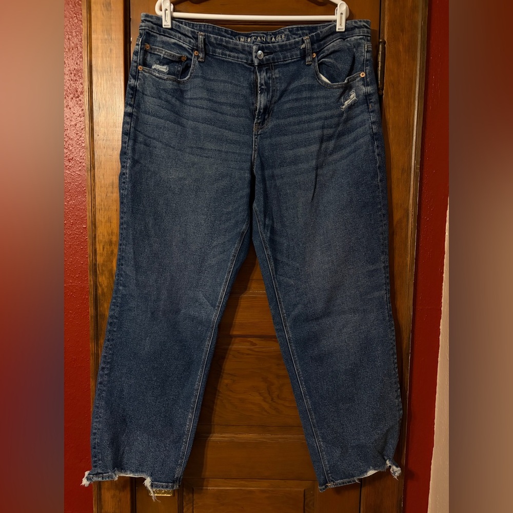 American Eagle Outfitters Dark Blue Curvy Straight Leg Jeans
